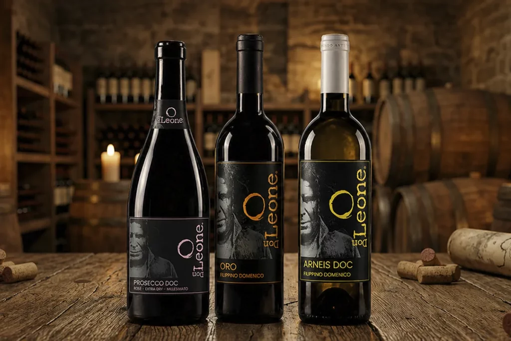 Bottiglie vino Don Leone con nuove etichette restyling — Prosecco Rosé, Oro e Arneis DOC