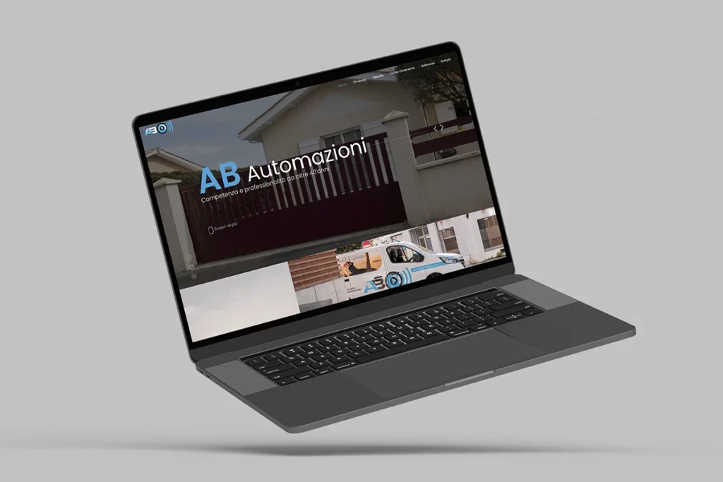 Claude ha risposto: Screenshot sito web AB Automazioni su laptop mockup sfondo grigioScreenshot sito web AB Automazioni su laptop mockup sfondo grigio